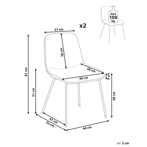 Beliani Set of 2 Dining Chairs LORIDA Fabric Light Grey 2