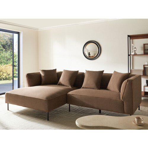 Beliani Corner Sofa 3 Seater SATER Fabric Brown Right Hand 1