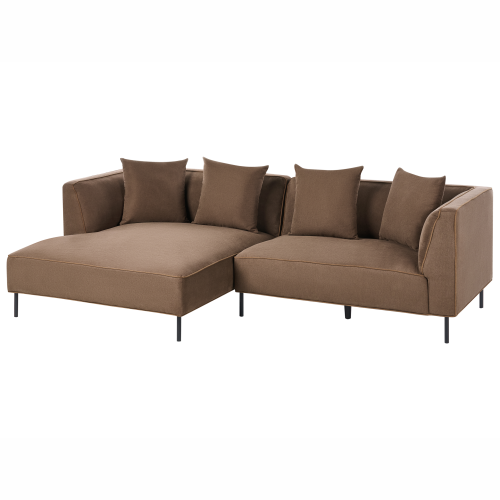 Beliani Corner Sofa 3 Seater SATER Fabric Brown Right Hand 1