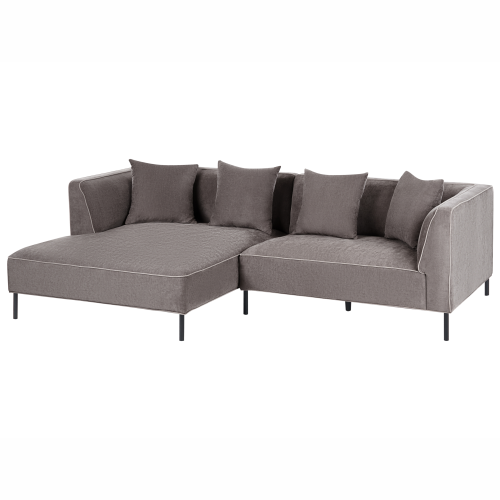 Beliani Corner Sofa 3 Seater SATER Chenille Taupe Right Hand 1