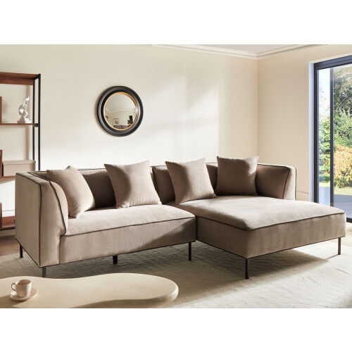 Beliani Corner Sofa 3 Seater SATER Chenille Light Brown Left Hand 1