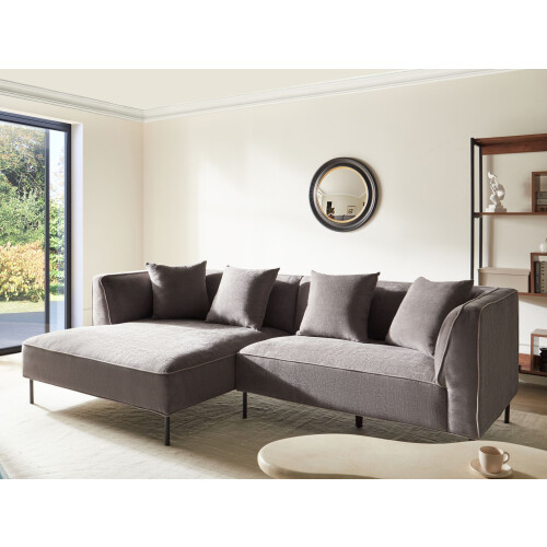 Beliani Corner Sofa 3 Seater SATER Chenille Taupe Right Hand 1