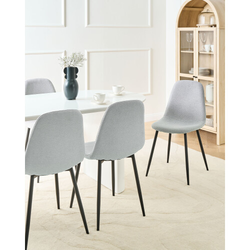 Beliani Set of 4 Dining Chairs CRANDALL Fabric Light Grey 1