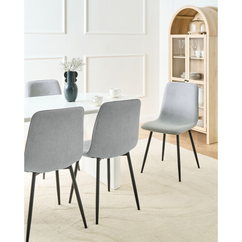 Beliani Set of 4 Dining Chairs TUSCOLA Fabric Light Grey 1