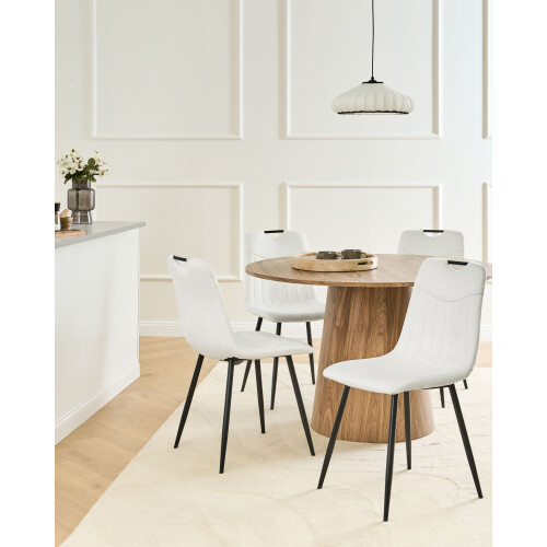 Beliani Set of 4 Dining Chairs ARGYLE Velvet Off-White 1