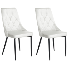 Set of 2 Dining Chairs AVENIR Velvet Off-White