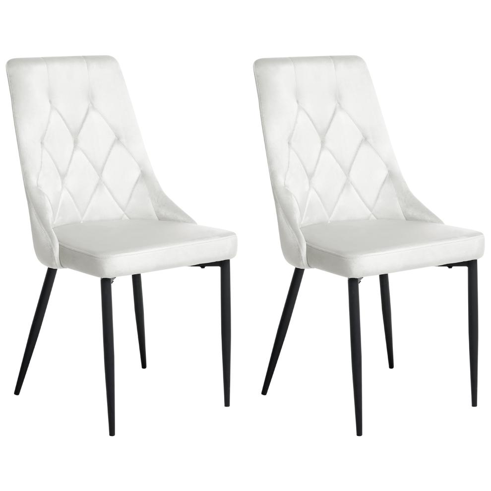 Beliani Set Of 2 Dining Chairs Avenir Velvet Off-White
