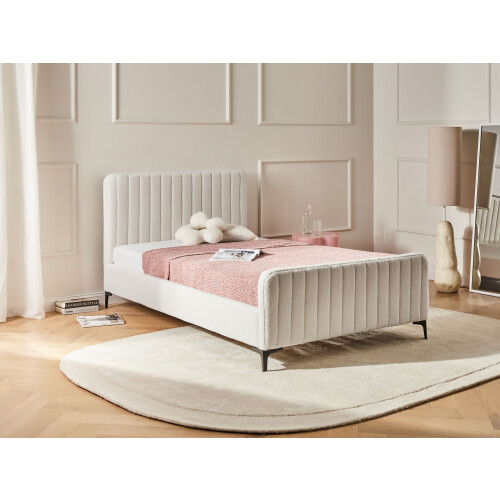 Beliani Bed Boucle LUNAN 120 x 200 cm (EU Small Double) Off-White 1