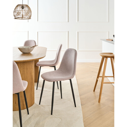 Beliani Set of 4 Dining Chairs CRANDALL Fabric Beige 1