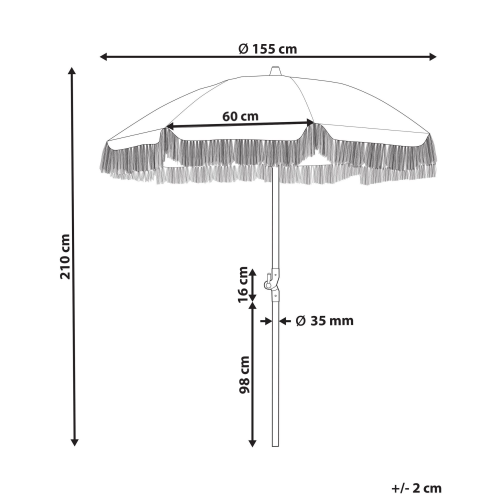 Beliani Patio Parasol 155 cm MONDELLO White/ Black 2