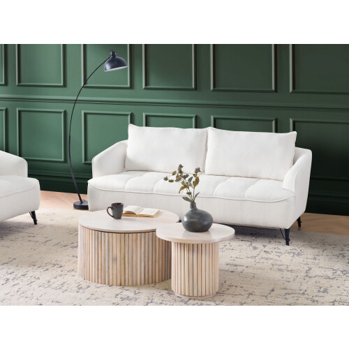 Beliani Sofa 3 Seater HOBRO Boucle White 1