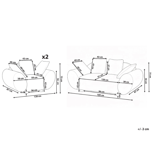 Beliani Living Room Set 4 Seater RINGEL Fabric Beige 2