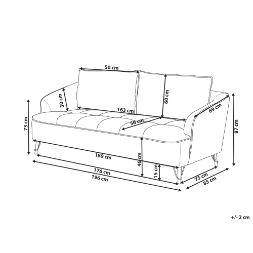 Beliani Sofa 3 Seater HOBRO Boucle White 2