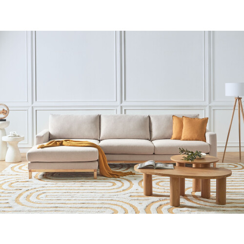 Beliani Corner Sofa 4 Seater SIGGARD Fabric Beige Right Hand 1