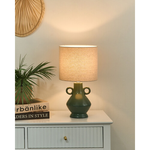 Beliani Table Lamp KERULEN Ceramic Green 1