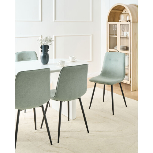 Beliani Set of 4 Dining Chairs TUSCOLA Fabric Light Green 1