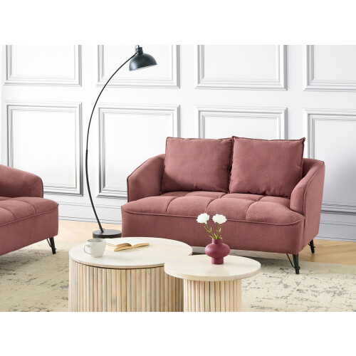 Beliani Sofa 2 Seater HOBRO Fabric Burgundy 1