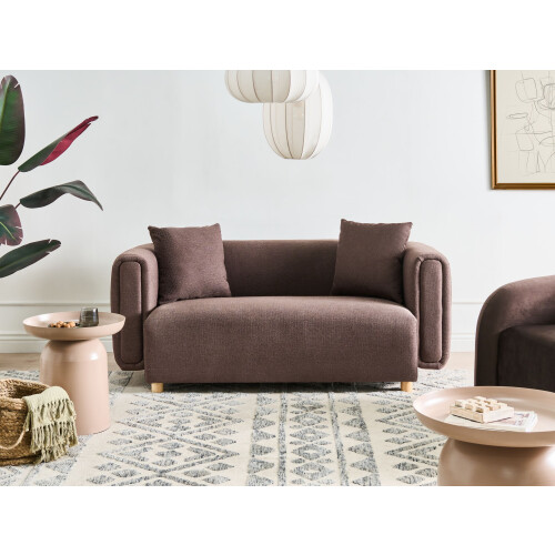 Beliani Sofa 2 Seater LILLEROD Fabric Dark Brown 1