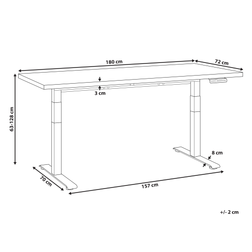 Beliani Electric Adjustable Standing Desk DESTINES 180 cm 72 cm Light Brown/ White 2