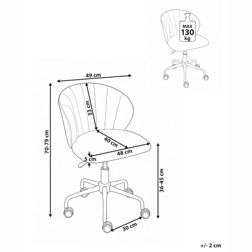Beliani Desk Chair CHEERFUL Velvet Light Blue 2
