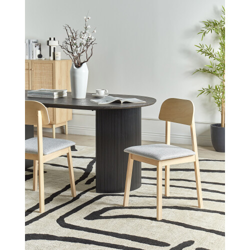 Beliani Set of 2 Dining Chairs SCANDIA Wood Light Grey 1