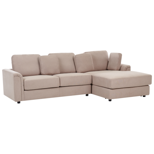 Beliani Corner Sofa KOHLO with Ottoman Fabric Taupe Left Hand 1
