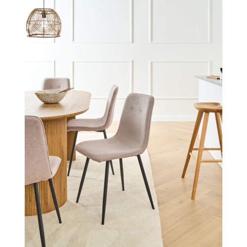 Beliani Set of 4 Dining Chairs TUSCOLA Fabric Beige 1