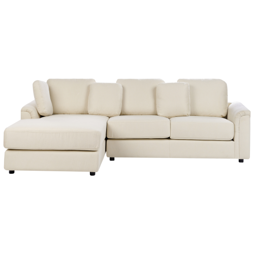 Beliani Corner Sofa KOHLO with Ottoman Fabric Light Beige Right Hand 2