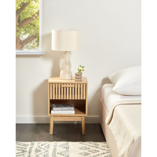 Beliani 1 Drawer Bedside Table LYNWOOD Light Brown 1