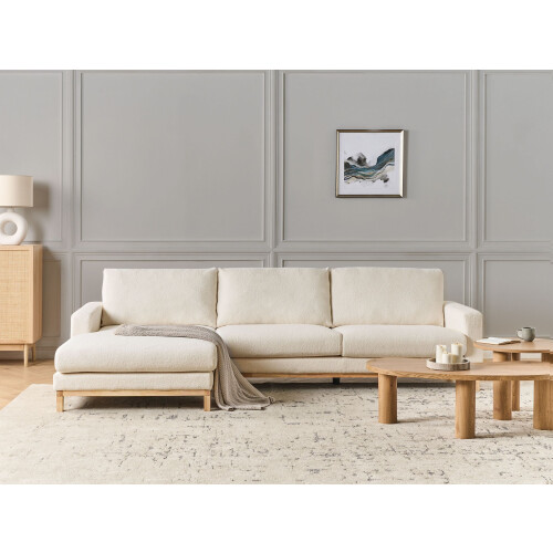 Beliani Corner Sofa 4 Seater SIGGARD Boucle White Right Hand 1
