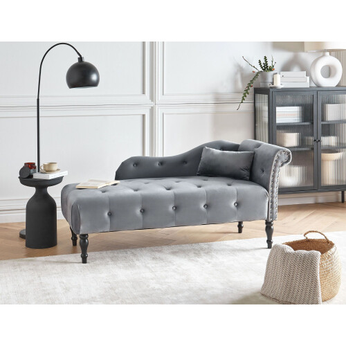Beliani Right-Hand Chaise Longue IVRY Velvet Grey 1