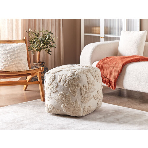Beliani Pouffe Tufted MULTAN Cotton Beige 1
