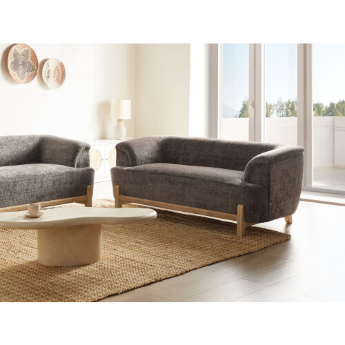Beliani Sofa 2 Seater ALNOR Chenille Brown 1