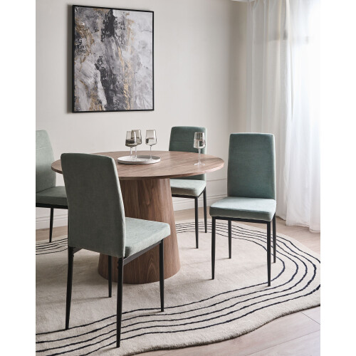 Beliani Set of 4 Dining Chairs RINER Fabric Light Green 1