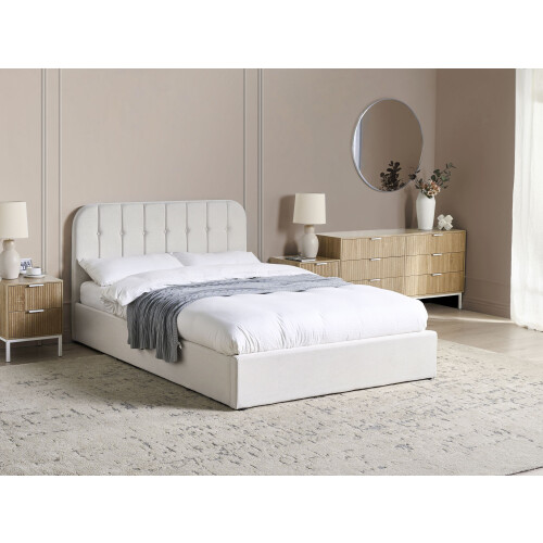 Beliani Ottoman Bed CHALLANS Fabric Off-White 140 x 200 cm (EU Double) 1