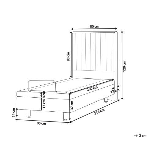 Beliani Adjustable Bed Boucle CASTELLAN 80 x 200 cm (EU Small Single) Off-White 2