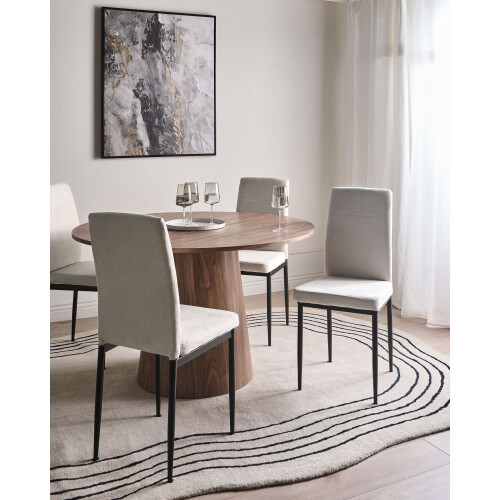Beliani Set of 4 Dining Chairs RINER Fabric Light Beige 1