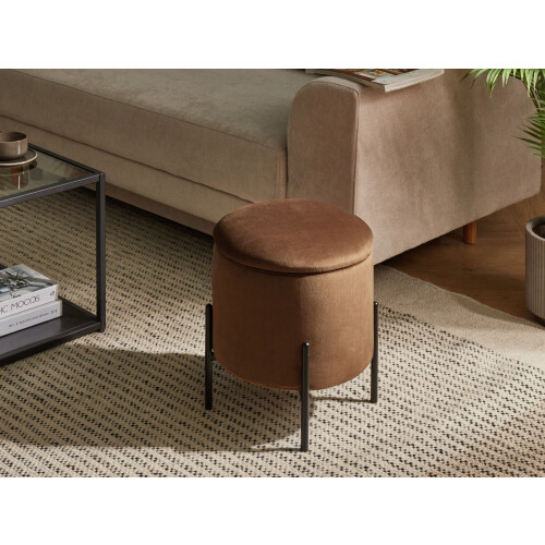 Beliani Storage Pouffe WENONA Velvet Dark Brown 1