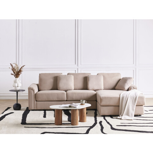 Beliani Corner Sofa 4 Seater KOHLO Fabric Taupe Left Hand 1