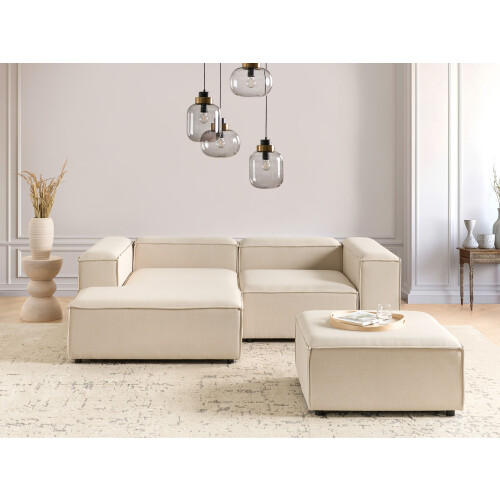 Beliani Modular Corner Sofa 2 Seater ARDAL with Ottoman Fabric Beige Right Hand 1