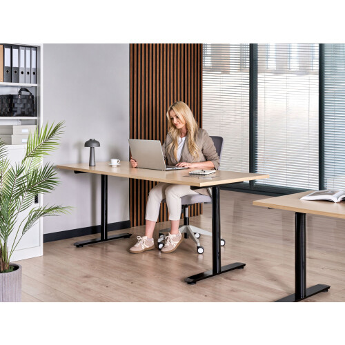 Beliani Electric Adjustable Standing Desk DESTINAS 180 cm 72 cm Black/ Light Brown 1