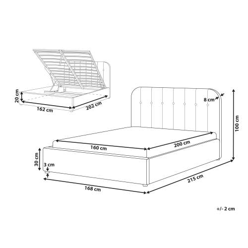 Beliani Ottoman Bed CHALLANS Fabric Off-White 160 x 200 cm (EU King Size) 2