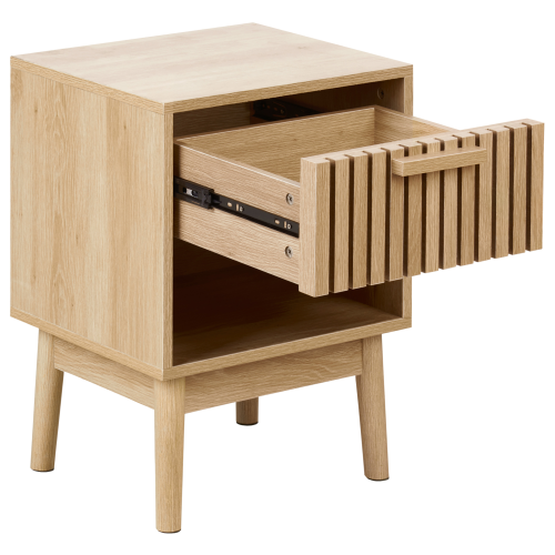 Beliani 1 Drawer Bedside Table LYNWOOD Light Brown 2