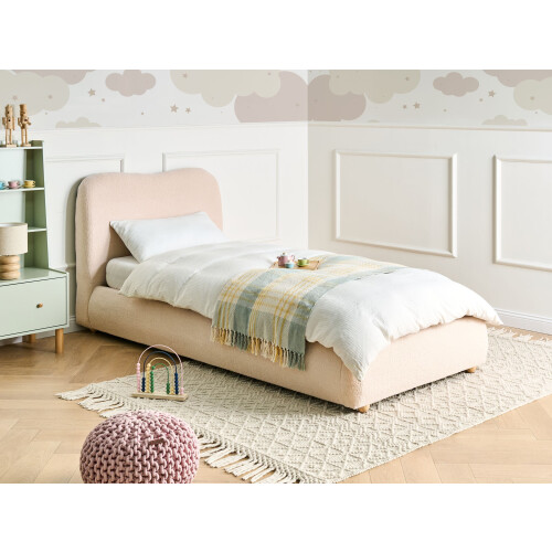 Beliani Ottoman Bed BLAGNAC Boucle Light Beige 90 x 200 cm (EU Single) 1