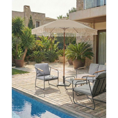 Beliani Market Parasol 258 cm MURASA Beige 1