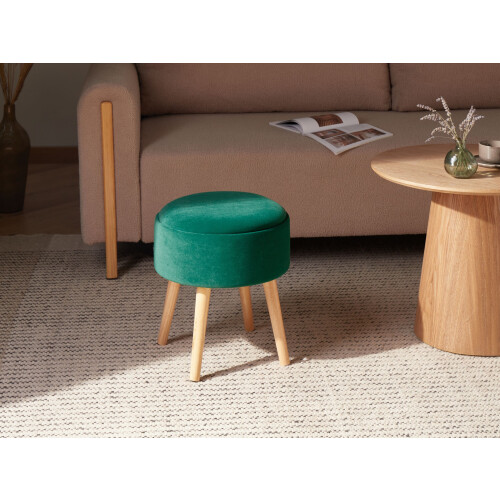 Beliani Storage Stool NEELY Velvet Emerald Green 1