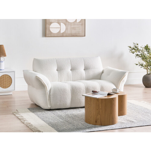 Beliani Sofa 2 Seater HALBA Boucle White 1