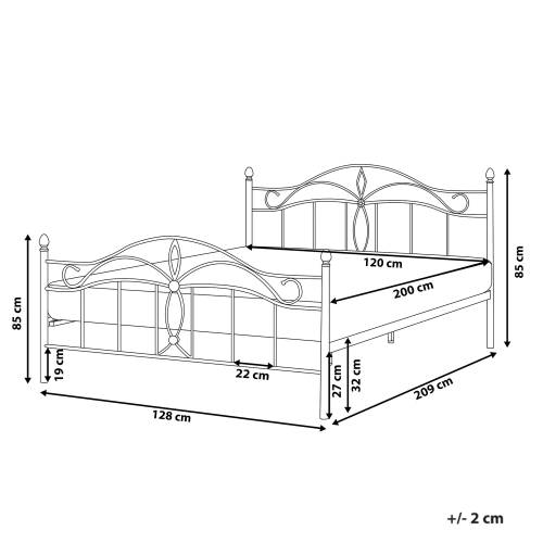 Beliani Bed Metal ANTLIA 120 x 200 cm (EU Small Double) Black 2