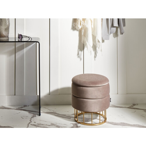 Beliani Storage Pouffe ELGIN Velvet Taupe 1