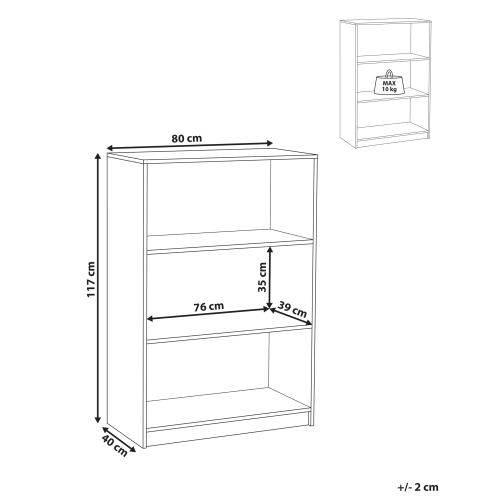 Beliani 3 Tier Bookcase ZEHNA 117 cm Black 2